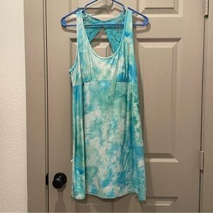 Blue/Green/White Tie-Dye | Nightgown with Open Lace Back | Secret Treasure (L)
